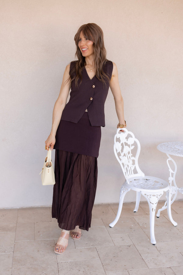 The Pretty Little Vest & Pleated Midi Skirt Set | 4 Colors