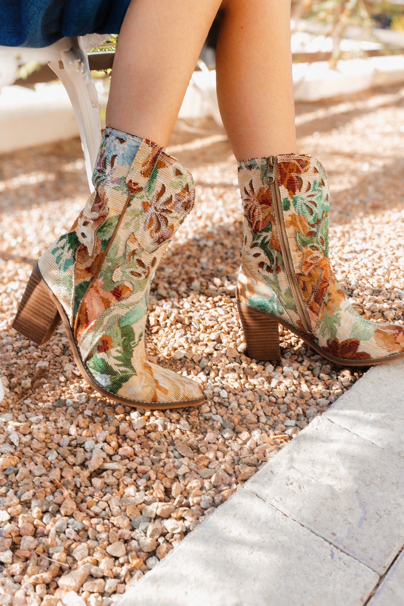 Floral Tapestry Western Bootie-Boots-Krush Kandy, Women's Online Fashion Boutique Located in Phoenix, Arizona (Scottsdale Area)