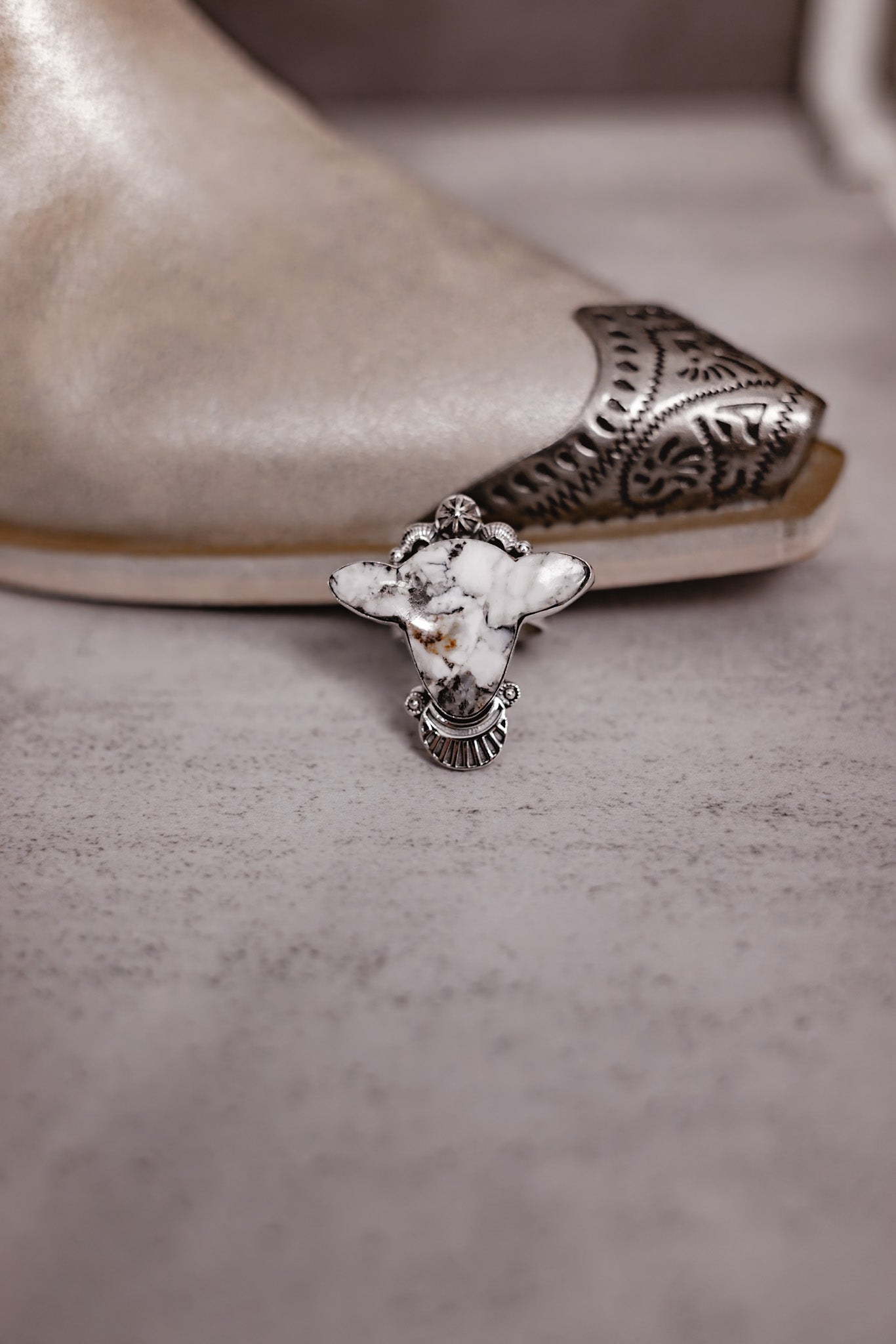 Sterling Concho Cow Slab Stone Ring PREORDER-Rings-Krush Kandy, Women's Online Fashion Boutique Located in Phoenix, Arizona (Scottsdale Area)