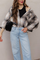 Mandy Plaid Collared Neck Long Sleeve Shirt-Long Sleeve Tops-Krush Kandy, Women's Online Fashion Boutique Located in Phoenix, Arizona (Scottsdale Area)