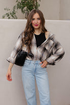 Mandy Plaid Collared Neck Long Sleeve Shirt-Long Sleeve Tops-Krush Kandy, Women's Online Fashion Boutique Located in Phoenix, Arizona (Scottsdale Area)