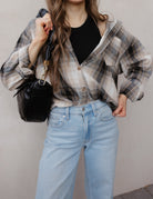 Mandy Plaid Collared Neck Long Sleeve Shirt-Long Sleeve Tops-Krush Kandy, Women's Online Fashion Boutique Located in Phoenix, Arizona (Scottsdale Area)