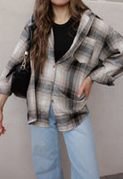 Mandy Plaid Collared Neck Long Sleeve Shirt-Long Sleeve Tops-Krush Kandy, Women's Online Fashion Boutique Located in Phoenix, Arizona (Scottsdale Area)