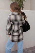 Mandy Plaid Collared Neck Long Sleeve Shirt-Long Sleeve Tops-Krush Kandy, Women's Online Fashion Boutique Located in Phoenix, Arizona (Scottsdale Area)