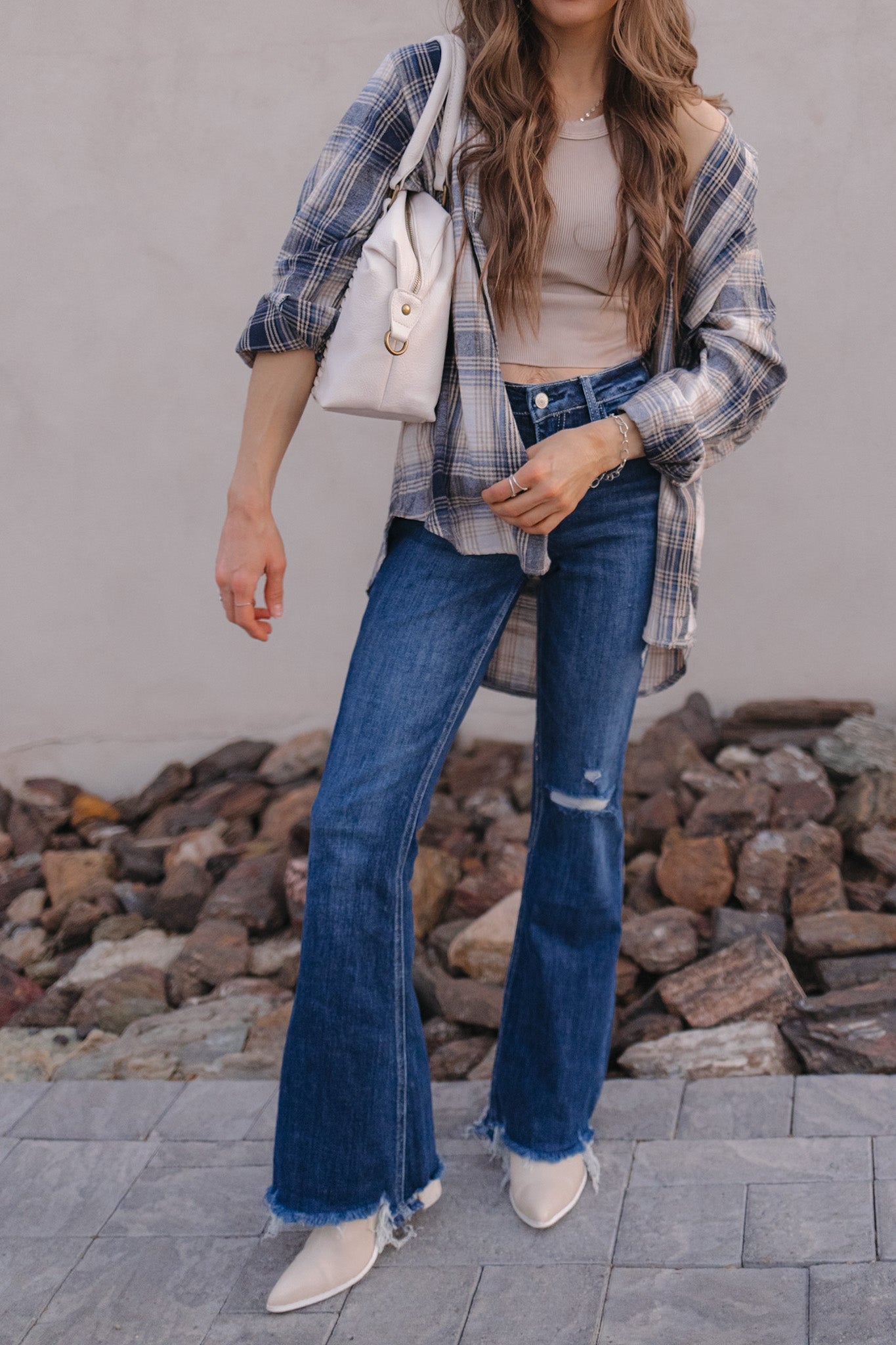 Molly High-Rise Distressed Flare Jeans ( PLUS / REG)-Jeans-Krush Kandy, Women's Online Fashion Boutique Located in Phoenix, Arizona (Scottsdale Area)