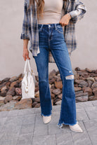 Molly High-Rise Distressed Flare Jeans ( PLUS / REG)-Jeans-Krush Kandy, Women's Online Fashion Boutique Located in Phoenix, Arizona (Scottsdale Area)