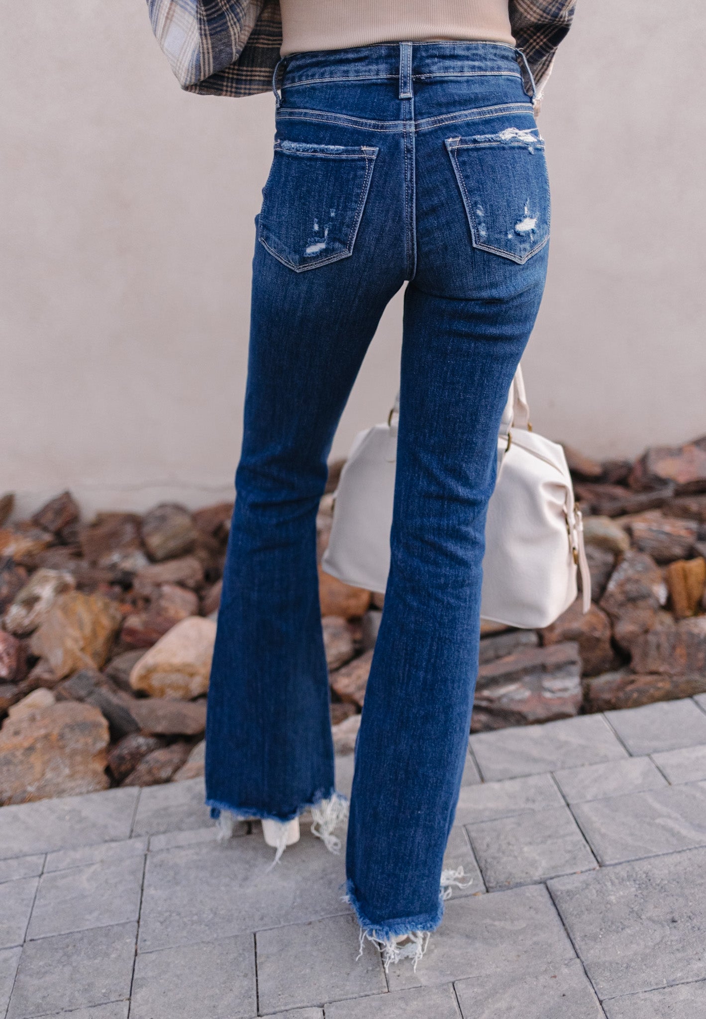 Molly High-Rise Distressed Flare Jeans ( PLUS / REG)-Jeans-Krush Kandy, Women's Online Fashion Boutique Located in Phoenix, Arizona (Scottsdale Area)