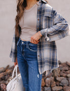 Mandy Plaid Collared Neck Long Sleeve Shirt-Long Sleeve Tops-Krush Kandy, Women's Online Fashion Boutique Located in Phoenix, Arizona (Scottsdale Area)