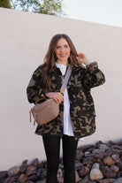 Outlands Oversized Camo Cargo Pocket Denim Jacket-Shackets-Krush Kandy, Women's Online Fashion Boutique Located in Phoenix, Arizona (Scottsdale Area)