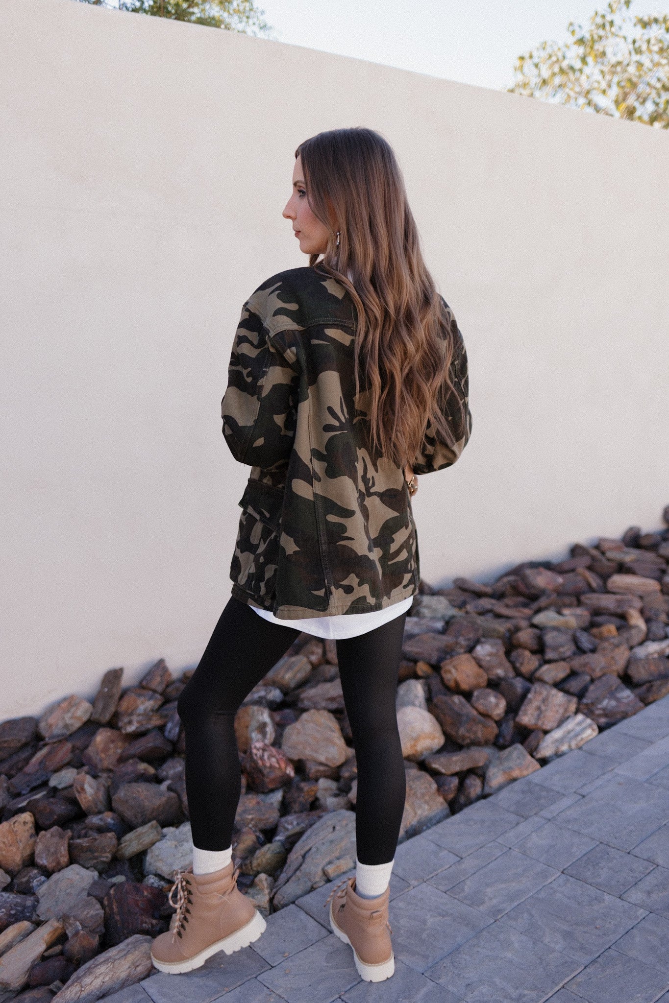 Outlands Oversized Camo Cargo Pocket Denim Jacket-Shackets-Krush Kandy, Women's Online Fashion Boutique Located in Phoenix, Arizona (Scottsdale Area)