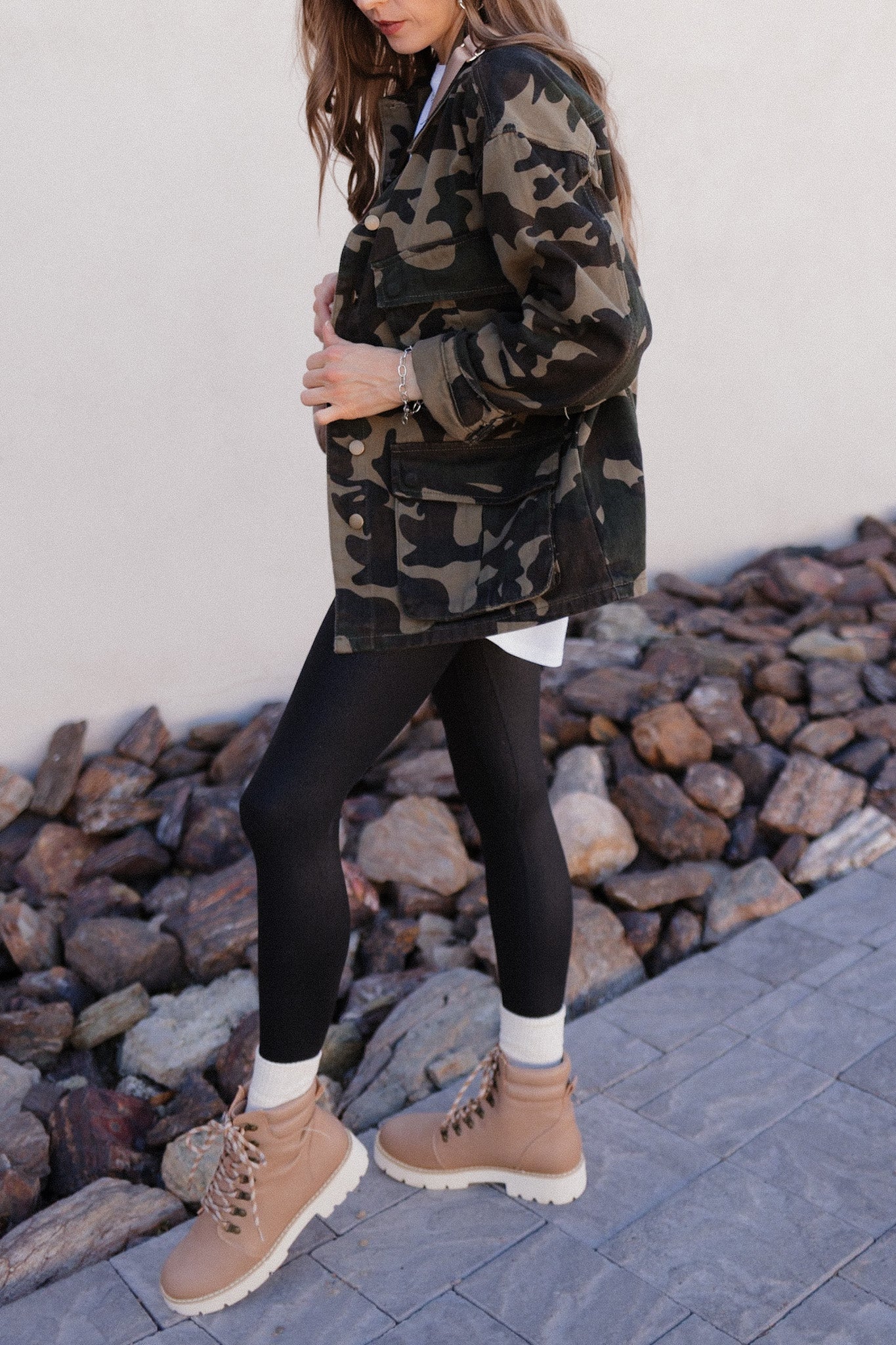 Outlands Oversized Camo Cargo Pocket Denim Jacket-Shackets-Krush Kandy, Women's Online Fashion Boutique Located in Phoenix, Arizona (Scottsdale Area)