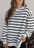 BFF Striped Round Neck Long Sleeve Sweatshirt-Sweaters-Krush Kandy, Women's Online Fashion Boutique Located in Phoenix, Arizona (Scottsdale Area)