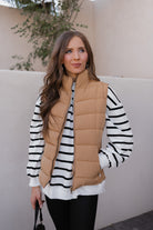 Khaki Zip Up Turtleneck Vest with Pockets-Vests-Krush Kandy, Women's Online Fashion Boutique Located in Phoenix, Arizona (Scottsdale Area)