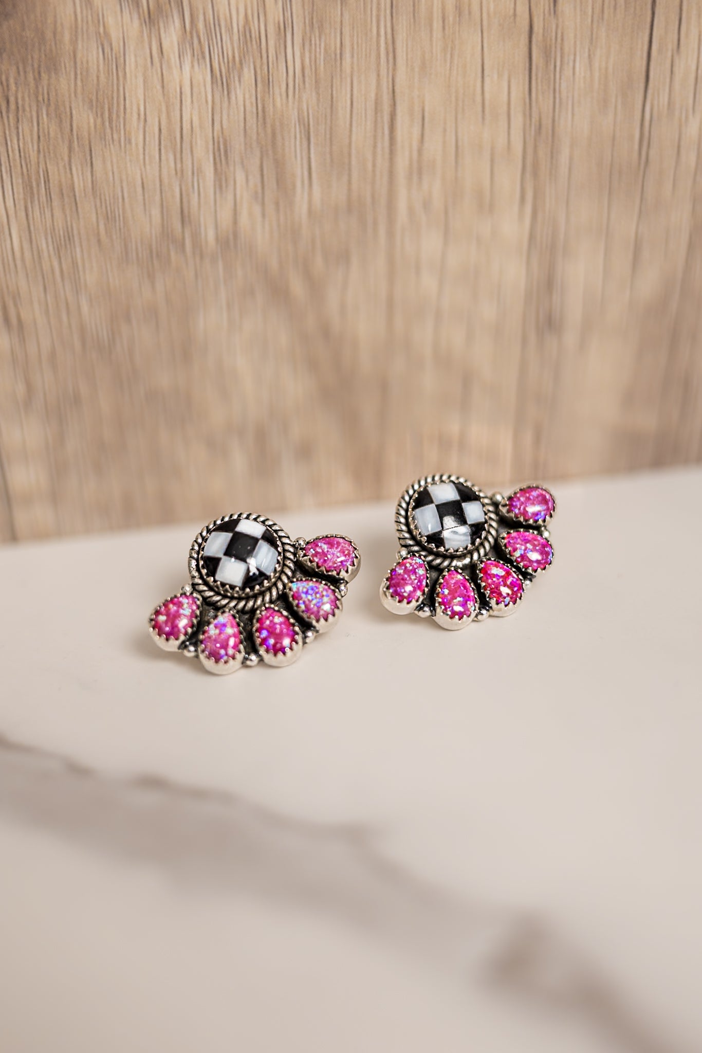 Little Baby Cluster Checkered Earrings-Stud Earrings-Krush Kandy, Women's Online Fashion Boutique Located in Phoenix, Arizona (Scottsdale Area)