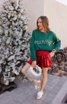 Pines & Peppermint Knit Merry Sweatshirt-Sweaters-Krush Kandy, Women's Online Fashion Boutique Located in Phoenix, Arizona (Scottsdale Area)