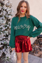 Pines & Peppermint Knit Merry Sweatshirt-Sweaters-Krush Kandy, Women's Online Fashion Boutique Located in Phoenix, Arizona (Scottsdale Area)