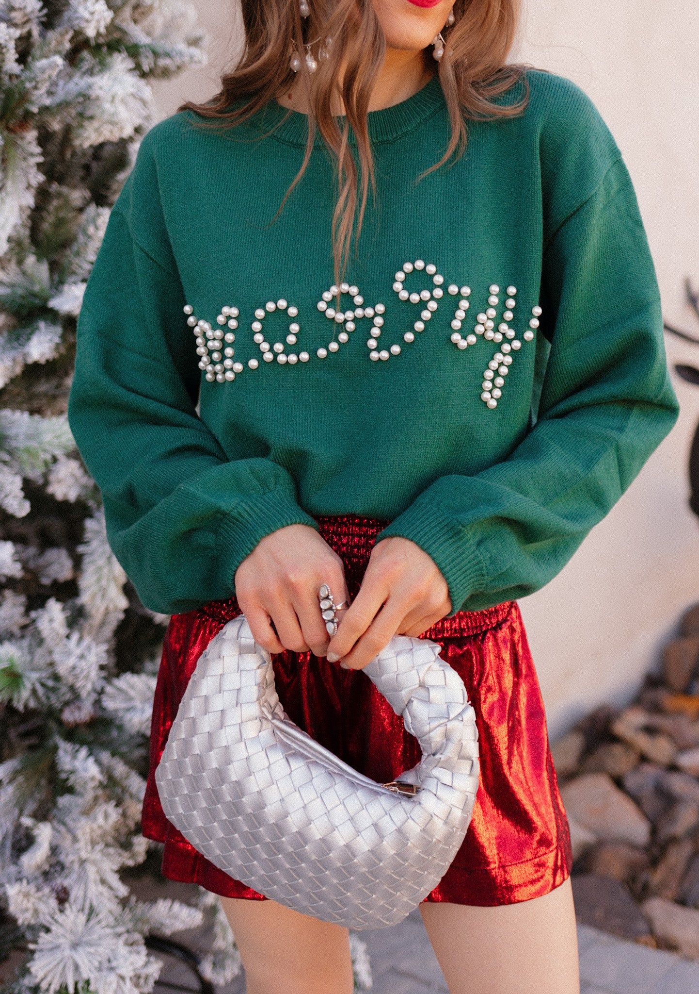 Pines & Peppermint Knit Merry Sweatshirt-Sweaters-Krush Kandy, Women's Online Fashion Boutique Located in Phoenix, Arizona (Scottsdale Area)