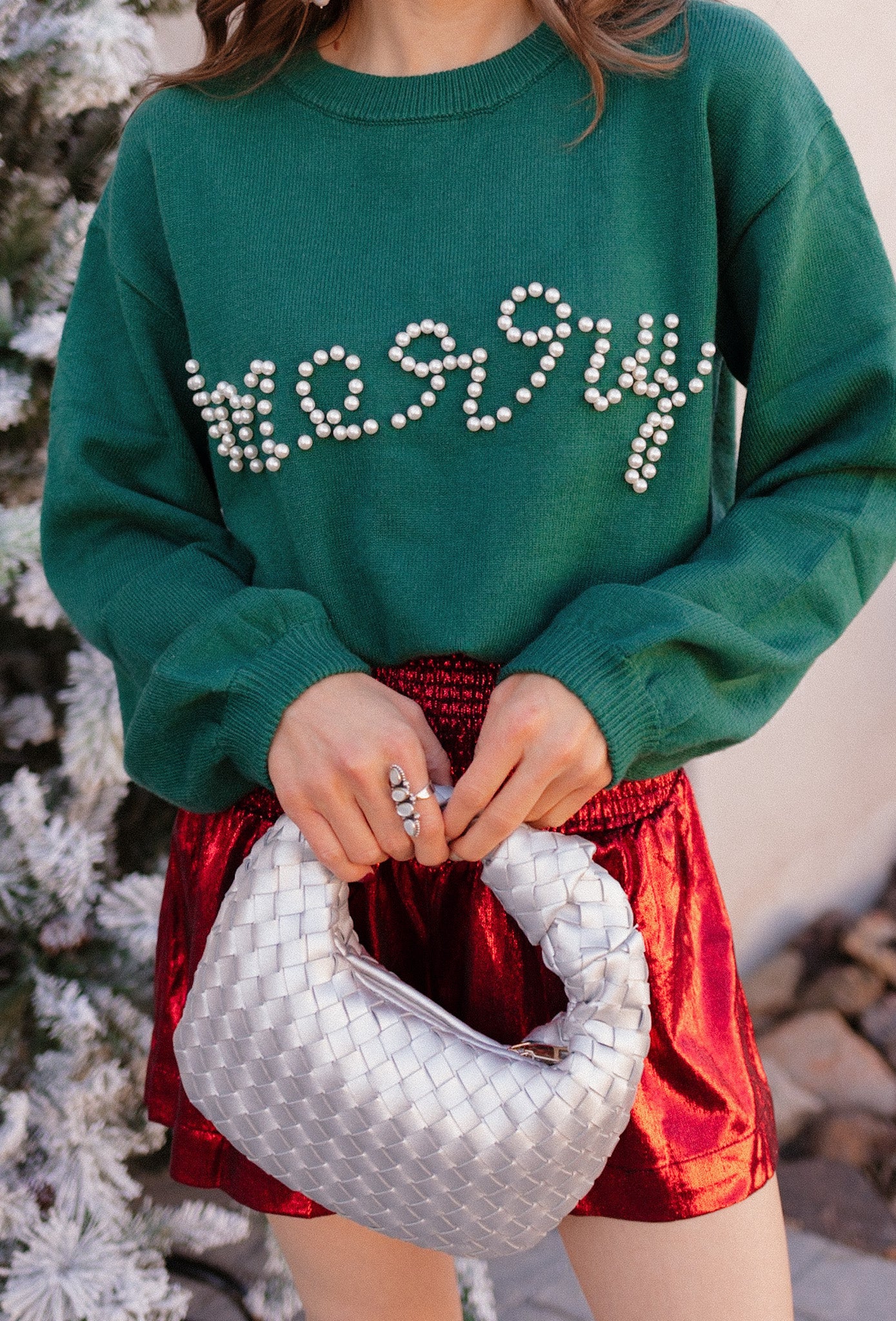 Pines & Peppermint Knit Merry Sweatshirt-Sweaters-Krush Kandy, Women's Online Fashion Boutique Located in Phoenix, Arizona (Scottsdale Area)