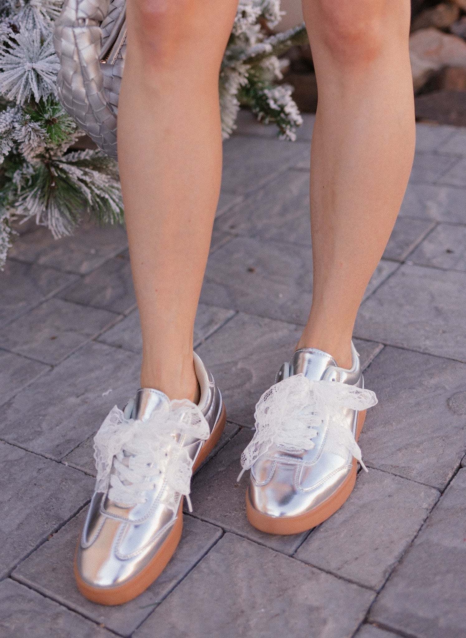 Silver Starlight Ribbon Lace Sneaker-Sneakers-Krush Kandy, Women's Online Fashion Boutique Located in Phoenix, Arizona (Scottsdale Area)