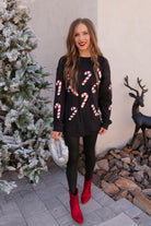 Sequin Candy Cane Round Neck Sweatshirt-Sweaters-Krush Kandy, Women's Online Fashion Boutique Located in Phoenix, Arizona (Scottsdale Area)