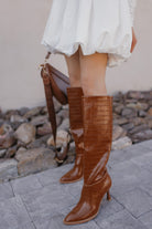 The Vanessa Boot | Reptile Print Knee High Boot Brown-Boots-Krush Kandy, Women's Online Fashion Boutique Located in Phoenix, Arizona (Scottsdale Area)