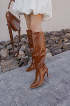 The Vanessa Boot | Reptile Print Knee High Boot Brown-Boots-Krush Kandy, Women's Online Fashion Boutique Located in Phoenix, Arizona (Scottsdale Area)