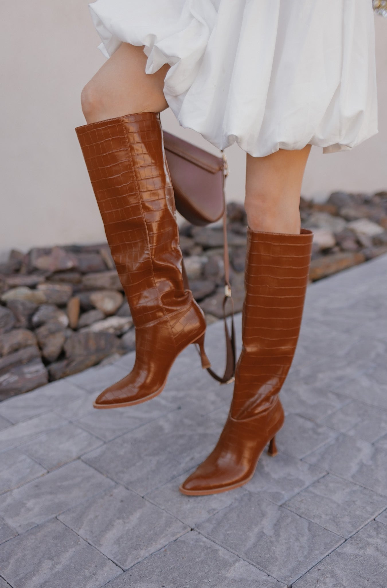 The Vanessa Boot | Reptile Print Knee High Boot Brown-Boots-Krush Kandy, Women's Online Fashion Boutique Located in Phoenix, Arizona (Scottsdale Area)