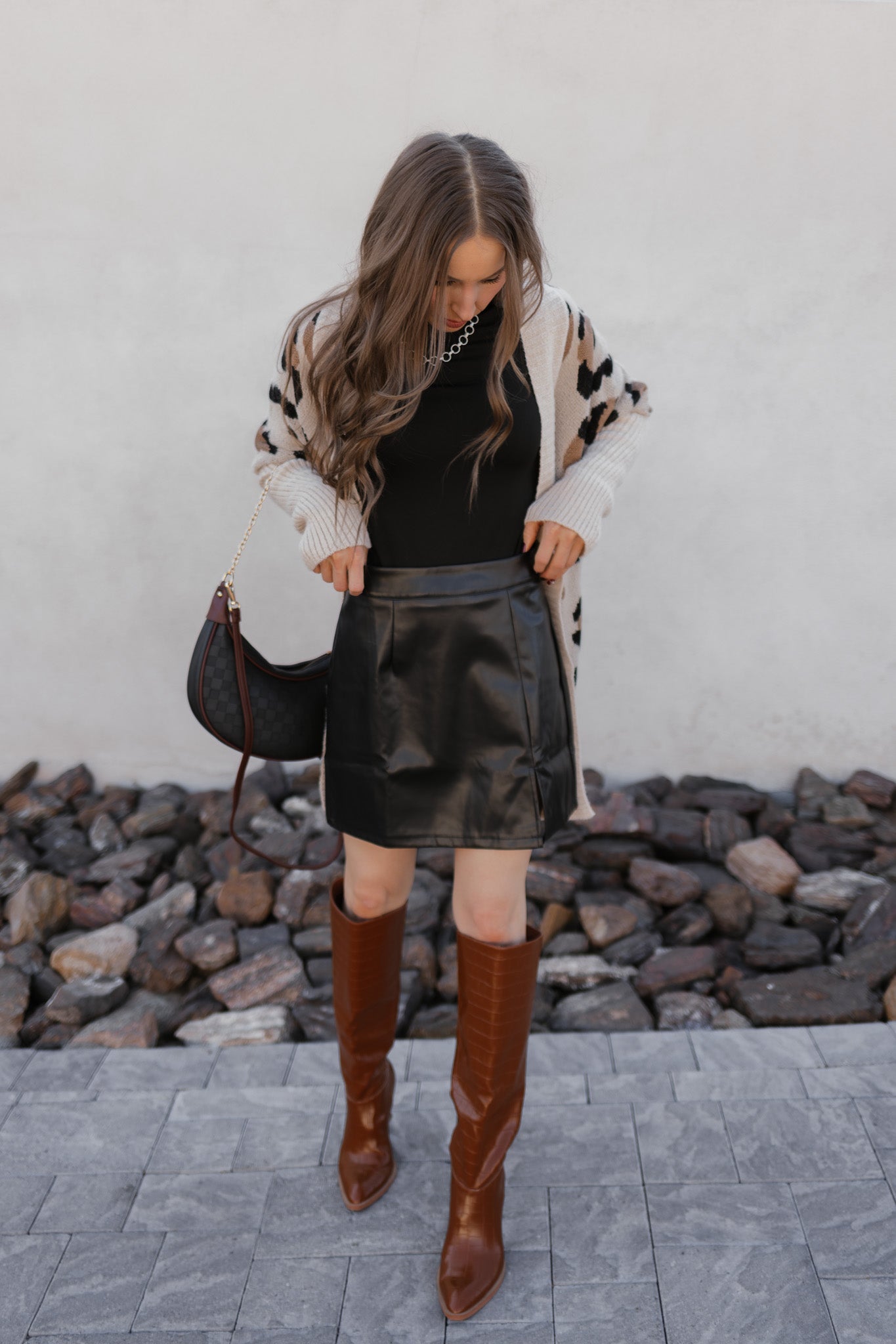 Manhattan Muse Vegan Leather Mini Skirt-Skirts-Krush Kandy, Women's Online Fashion Boutique Located in Phoenix, Arizona (Scottsdale Area)