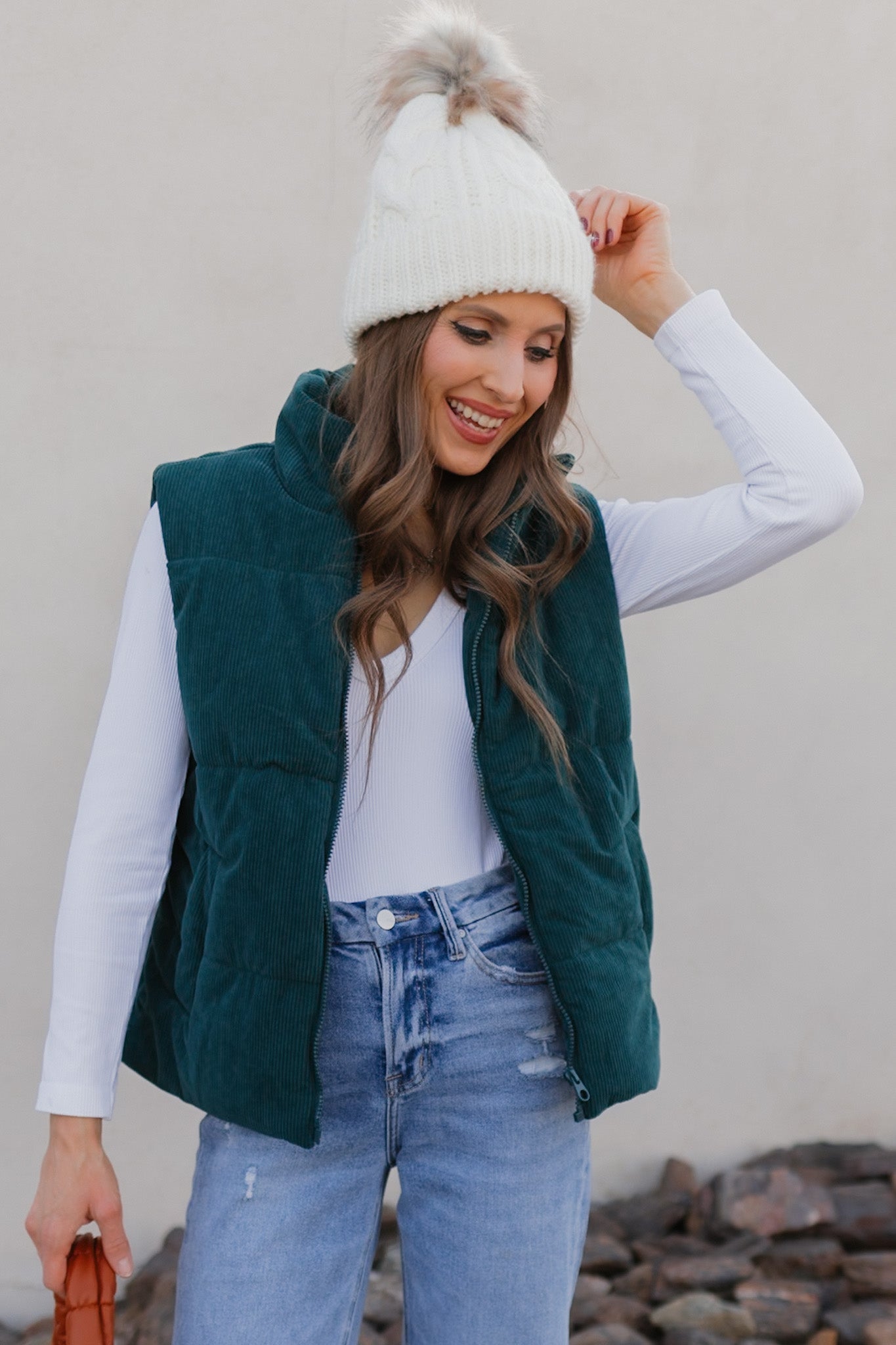 Fireside Charm Corduroy Puffer Vest-Vests-Krush Kandy, Women's Online Fashion Boutique Located in Phoenix, Arizona (Scottsdale Area)