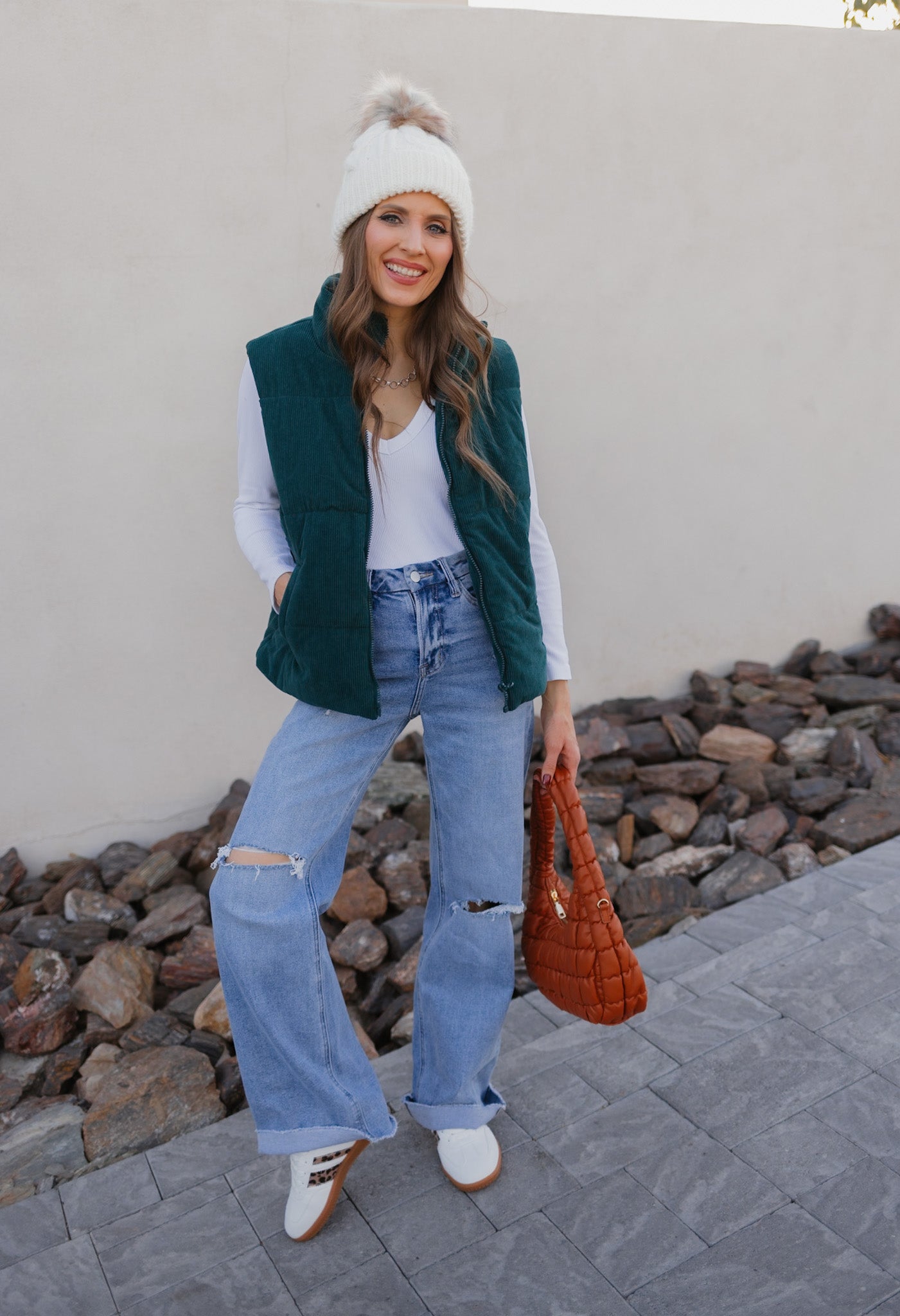 Fireside Charm Corduroy Puffer Vest-Vests-Krush Kandy, Women's Online Fashion Boutique Located in Phoenix, Arizona (Scottsdale Area)