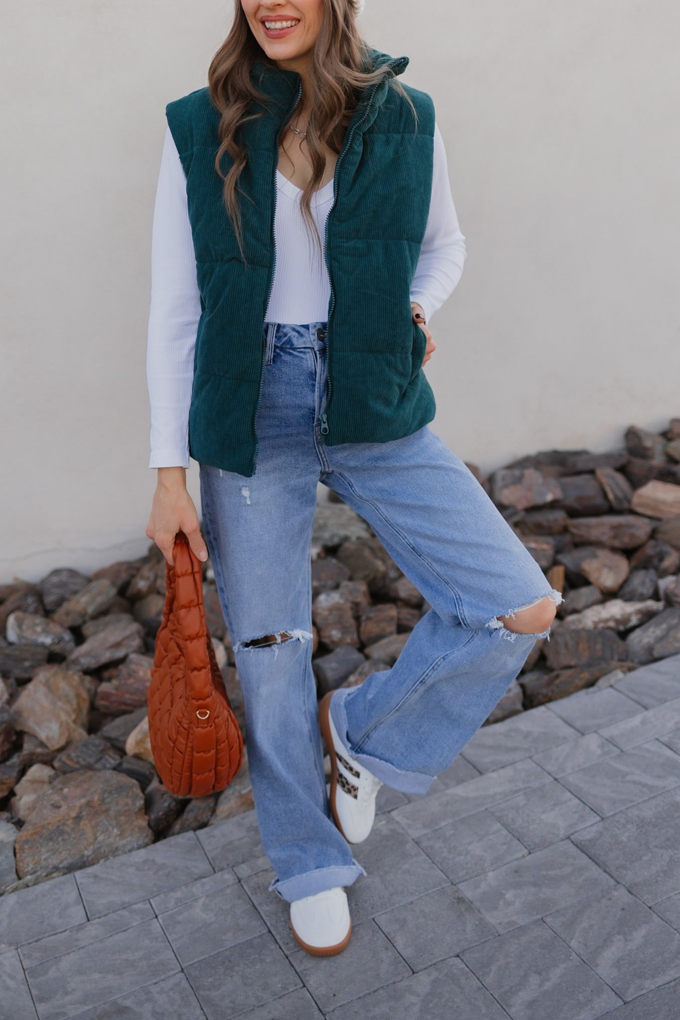 Fireside Charm Corduroy Puffer Vest-Vests-Krush Kandy, Women's Online Fashion Boutique Located in Phoenix, Arizona (Scottsdale Area)