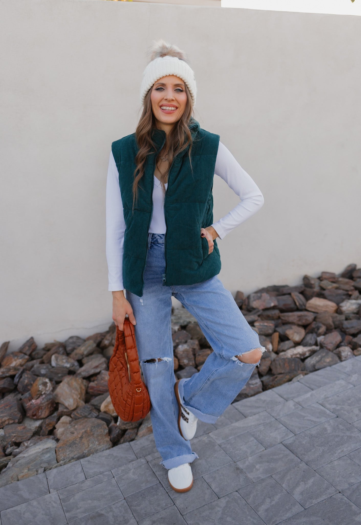 Fireside Charm Corduroy Puffer Vest-Vests-Krush Kandy, Women's Online Fashion Boutique Located in Phoenix, Arizona (Scottsdale Area)