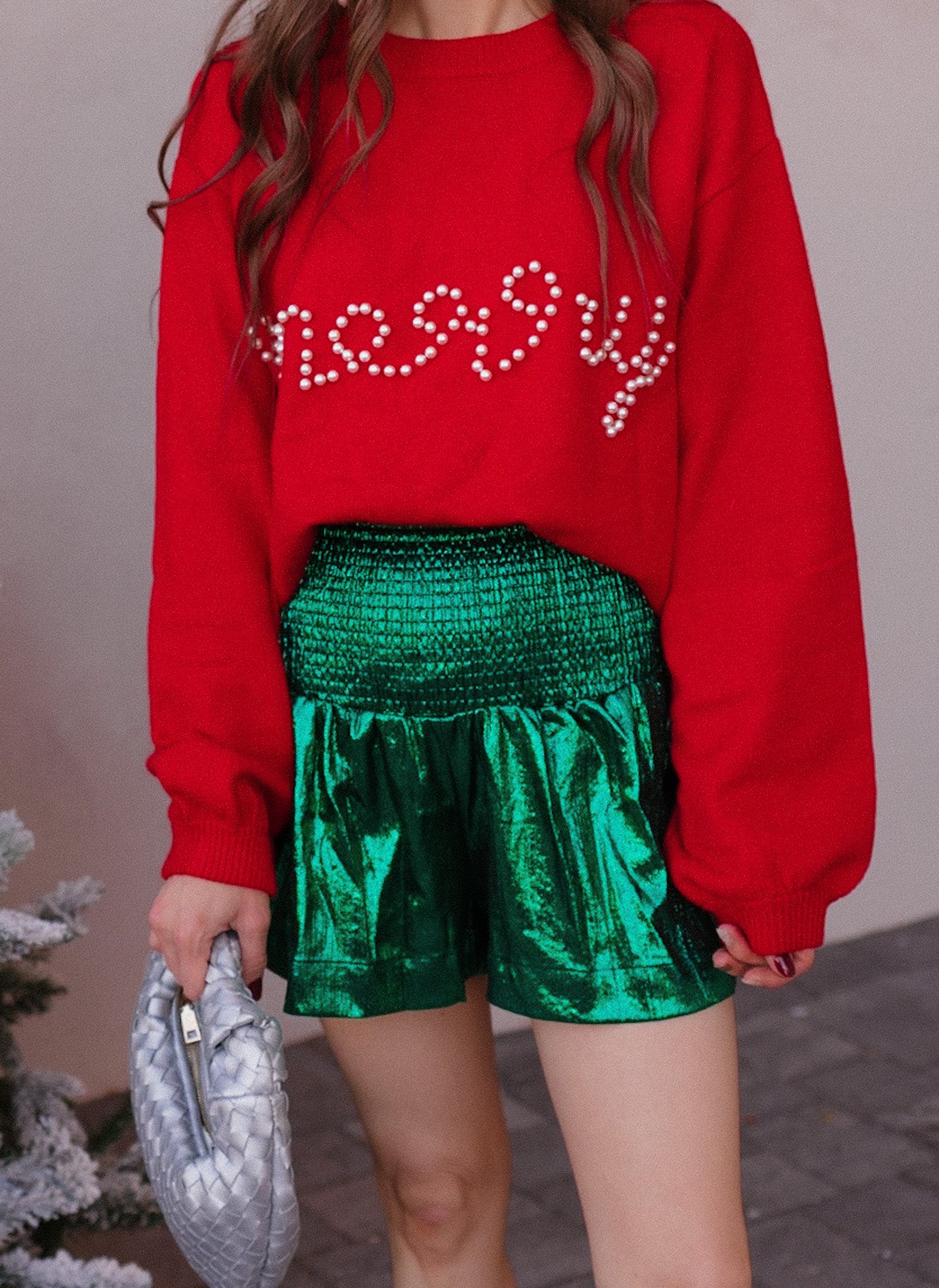 Pines & Peppermint Knit Merry Sweatshirt-Sweaters-Krush Kandy, Women's Online Fashion Boutique Located in Phoenix, Arizona (Scottsdale Area)