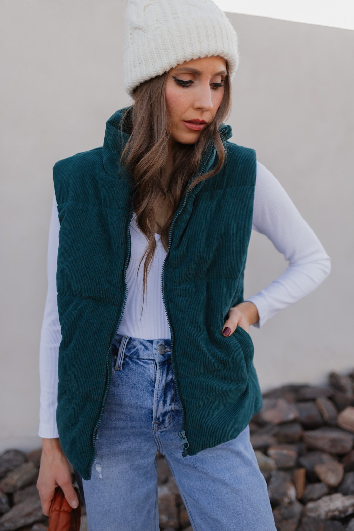 Fireside Charm Corduroy Puffer Vest-Vests-Krush Kandy, Women's Online Fashion Boutique Located in Phoenix, Arizona (Scottsdale Area)