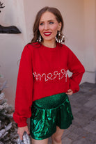 Pines & Peppermint Knit Merry Sweatshirt-Sweaters-Krush Kandy, Women's Online Fashion Boutique Located in Phoenix, Arizona (Scottsdale Area)