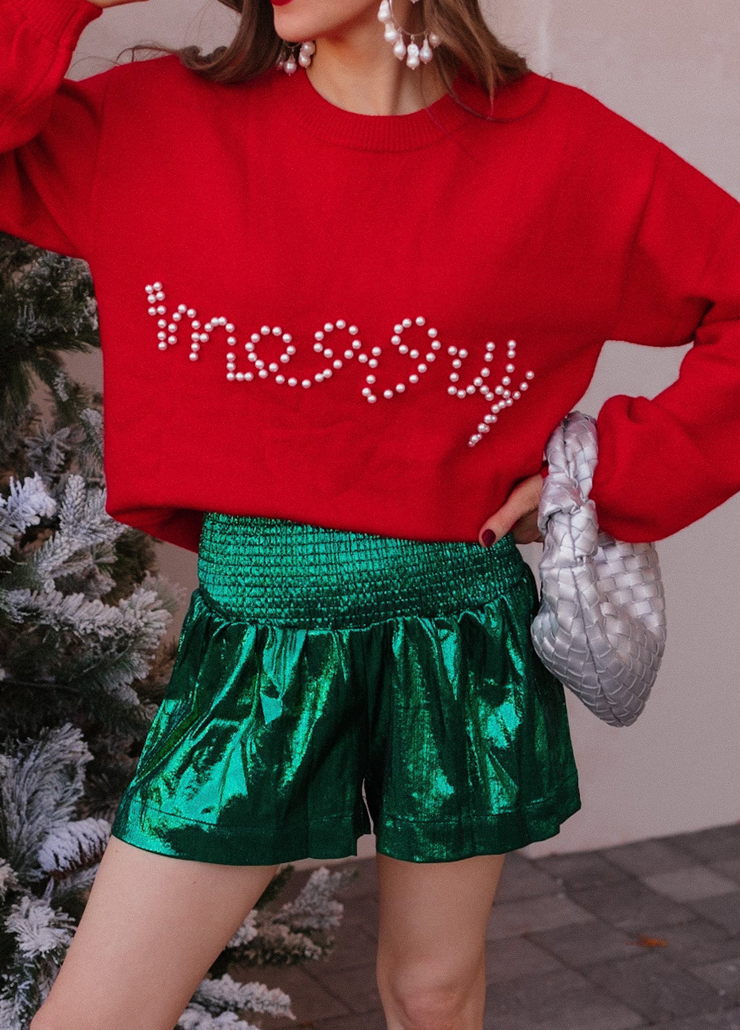 Pines & Peppermint Knit Merry Sweatshirt-Sweaters-Krush Kandy, Women's Online Fashion Boutique Located in Phoenix, Arizona (Scottsdale Area)