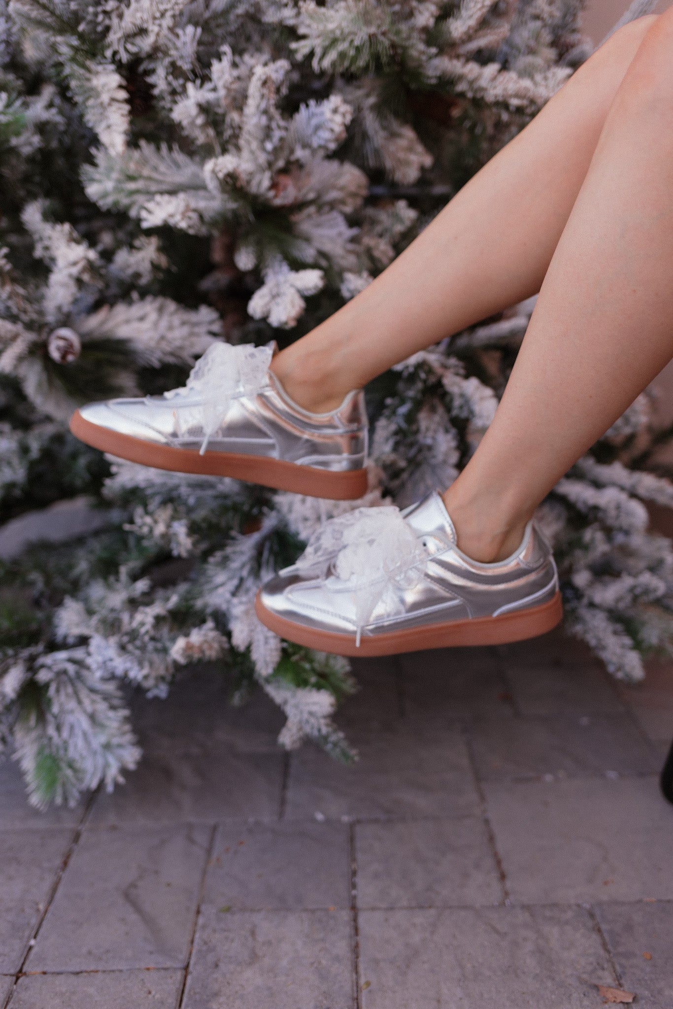 Silver Starlight Ribbon Lace Sneaker-Sneakers-Krush Kandy, Women's Online Fashion Boutique Located in Phoenix, Arizona (Scottsdale Area)