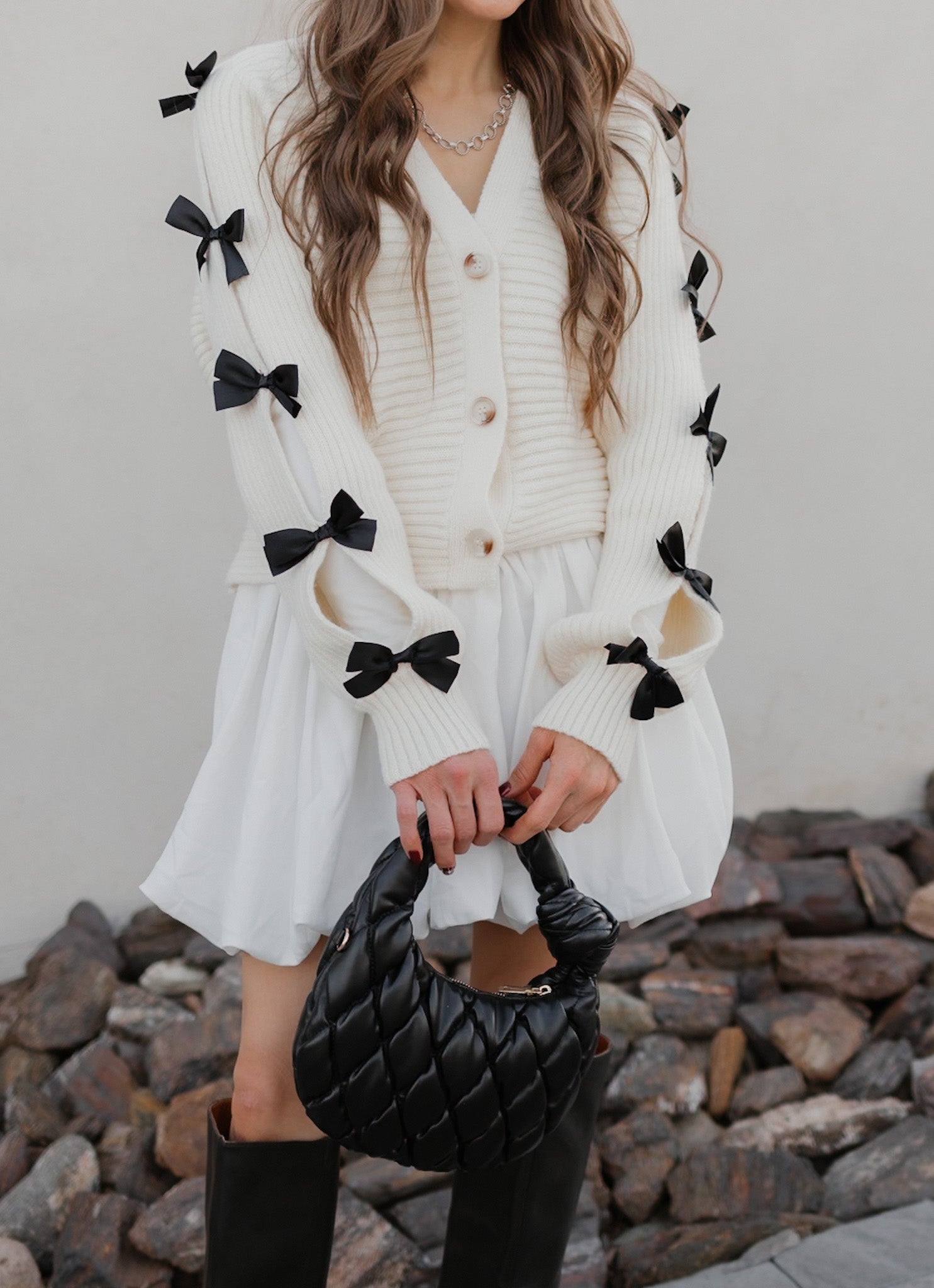 Mademoiselle Bow Sleeve Cardigan-Cardigans-Krush Kandy, Women's Online Fashion Boutique Located in Phoenix, Arizona (Scottsdale Area)