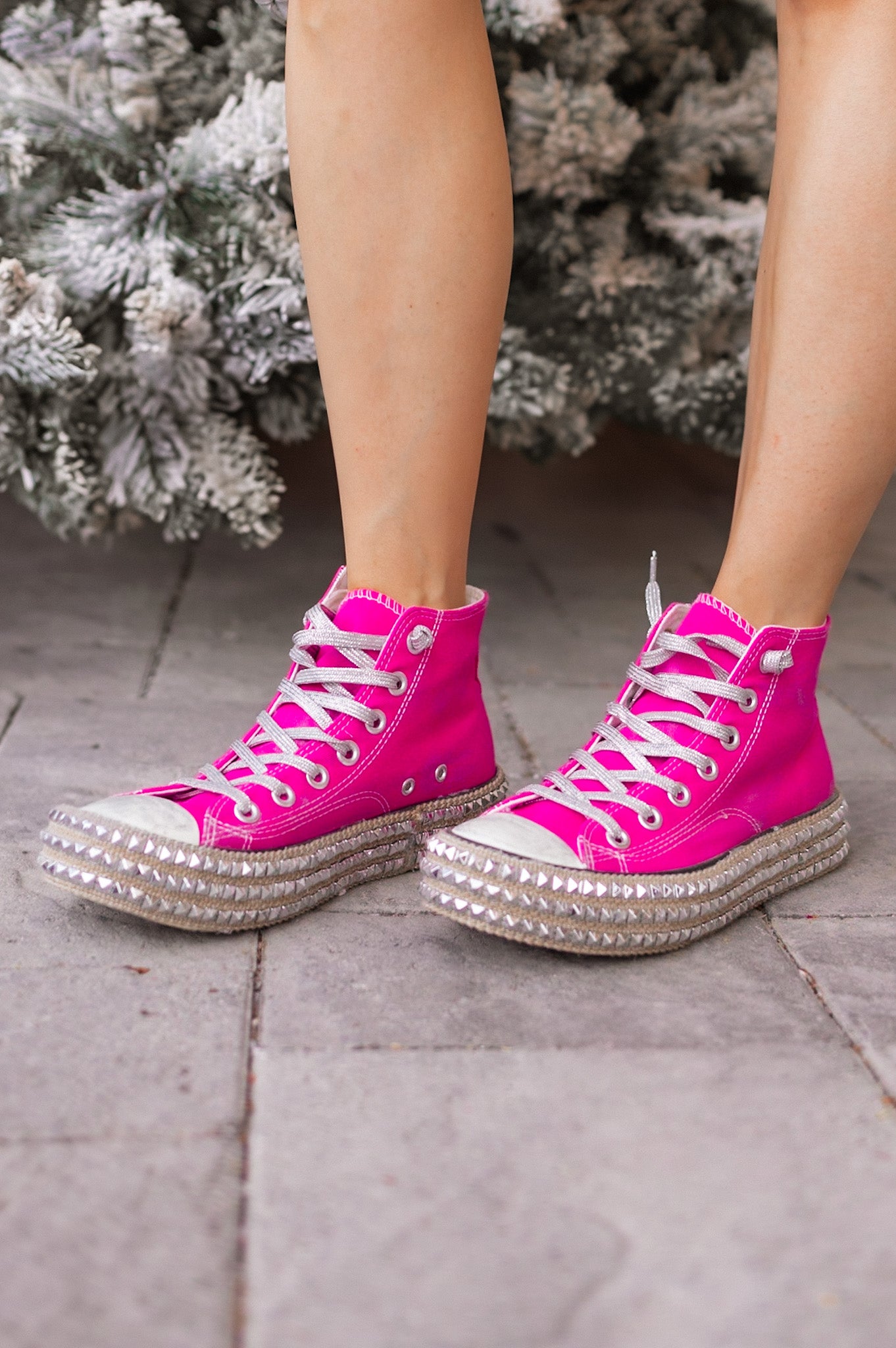 Pink Studded High Top Sneaker-Sneakers-Krush Kandy, Women's Online Fashion Boutique Located in Phoenix, Arizona (Scottsdale Area)