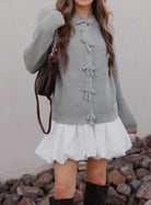 Mon Cherie Knit Bow-Front Cardigan-Cardigans-Krush Kandy, Women's Online Fashion Boutique Located in Phoenix, Arizona (Scottsdale Area)