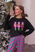 Pink Parade Sequined Nutcracker Knit Sweater-Sweaters-Krush Kandy, Women's Online Fashion Boutique Located in Phoenix, Arizona (Scottsdale Area)