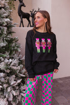 Pink Parade Sequined Nutcracker Knit Sweater-Sweaters-Krush Kandy, Women's Online Fashion Boutique Located in Phoenix, Arizona (Scottsdale Area)