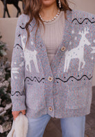 Slay Ride Reindeer Cardigan Knit Sweater-Sweaters-Krush Kandy, Women's Online Fashion Boutique Located in Phoenix, Arizona (Scottsdale Area)