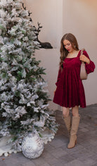 Tie-Back Square Neck Velvet Dress-Dresses-Krush Kandy, Women's Online Fashion Boutique Located in Phoenix, Arizona (Scottsdale Area)