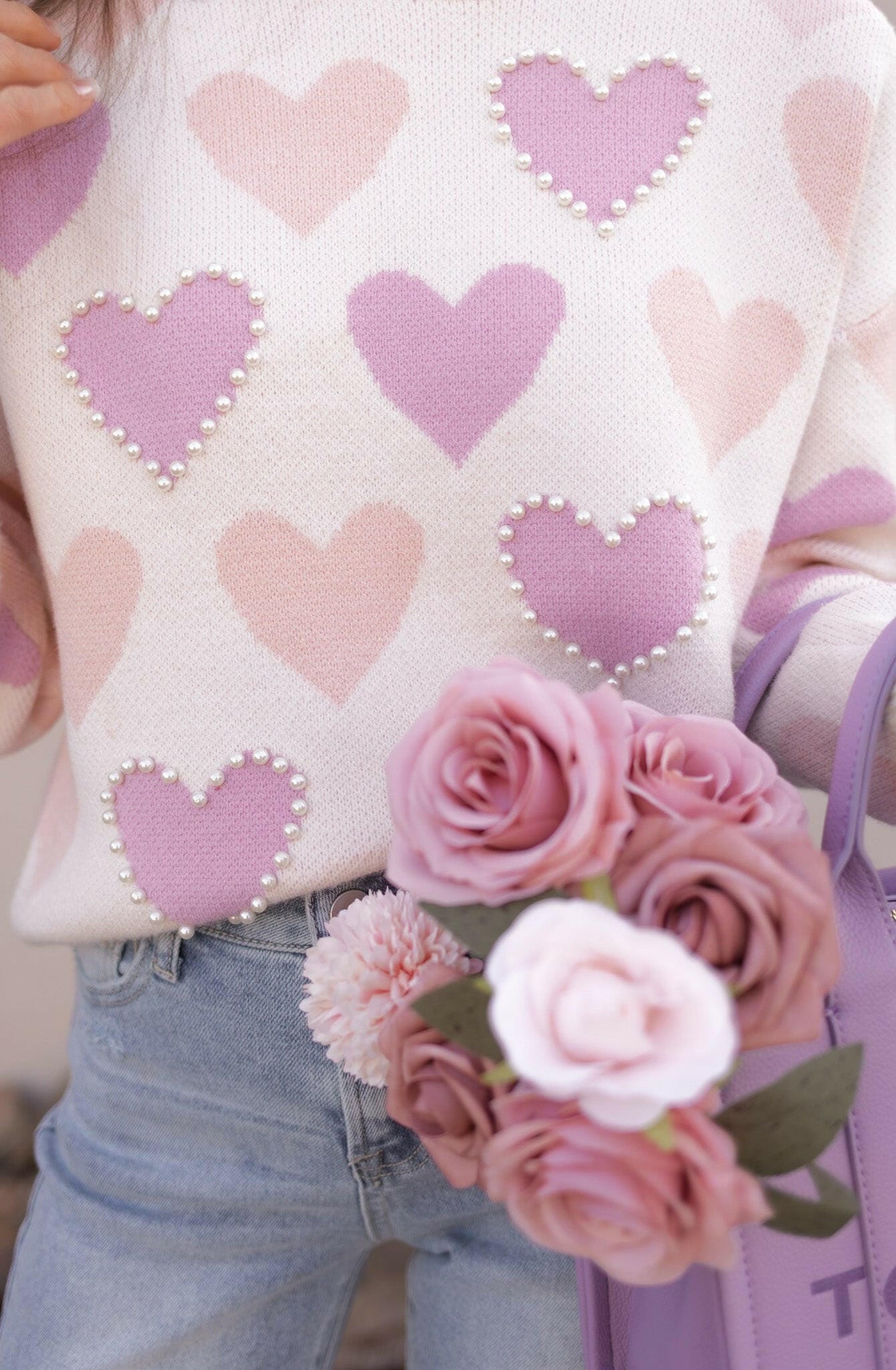 Hearts Galore Luxe Pearl Detail Sweater-Sweaters-Krush Kandy, Women's Online Fashion Boutique Located in Phoenix, Arizona (Scottsdale Area)