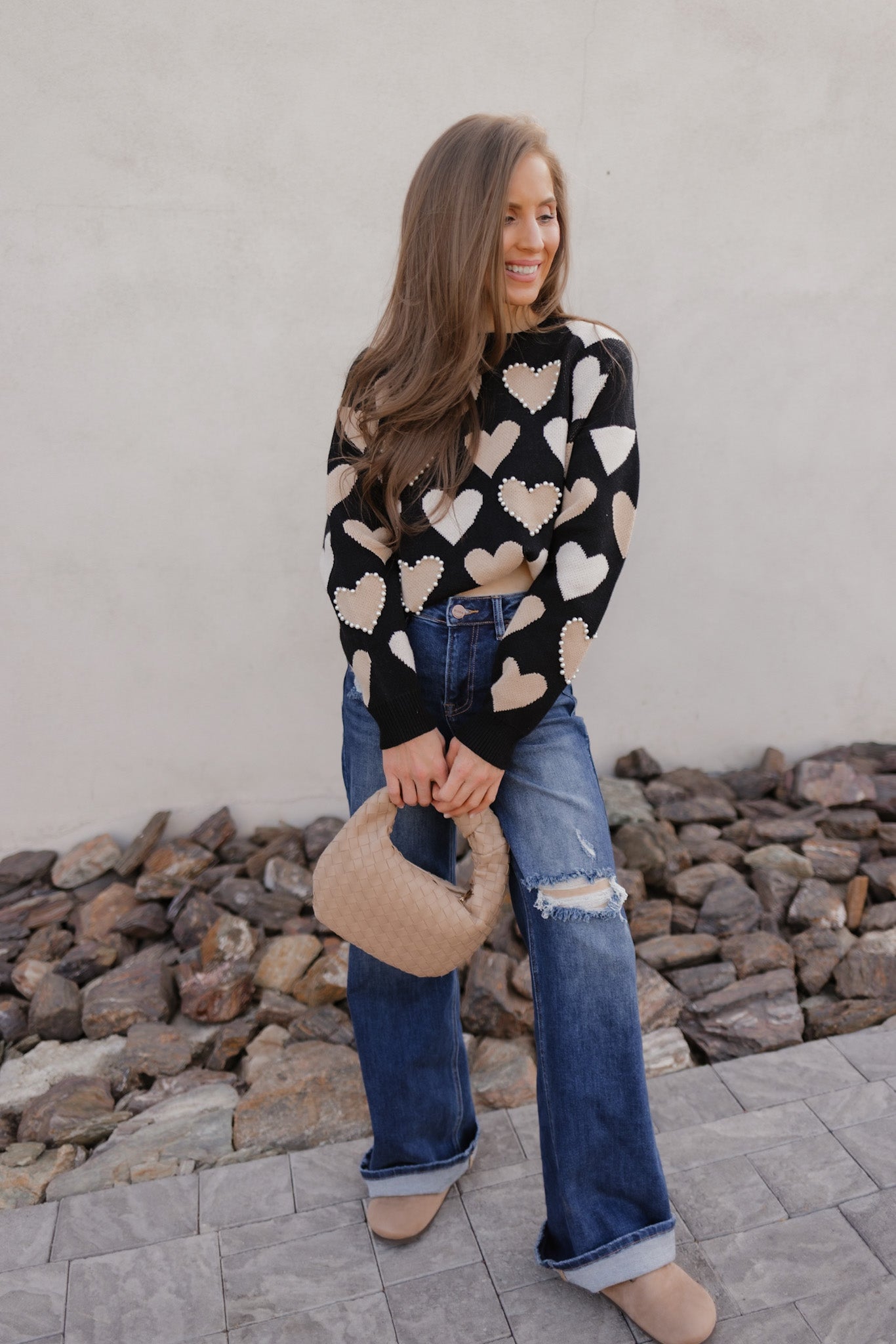 Hearts Galore Luxe Pearl Detail Sweater-Sweaters-Krush Kandy, Women's Online Fashion Boutique Located in Phoenix, Arizona (Scottsdale Area)