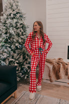 Fiery Red Christmas Plaid Pajama Set-2 Piece Outfit Sets-Krush Kandy, Women's Online Fashion Boutique Located in Phoenix, Arizona (Scottsdale Area)