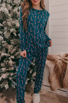 Dark Green Candy Cane Christmas Lounge Set-2 Piece Outfit Sets-Krush Kandy, Women's Online Fashion Boutique Located in Phoenix, Arizona (Scottsdale Area)