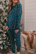 Dark Green Candy Cane Christmas Lounge Set-2 Piece Outfit Sets-Krush Kandy, Women's Online Fashion Boutique Located in Phoenix, Arizona (Scottsdale Area)