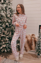 Pink Santa Claus Striped Lounge Set-2 Piece Outfit Sets-Krush Kandy, Women's Online Fashion Boutique Located in Phoenix, Arizona (Scottsdale Area)